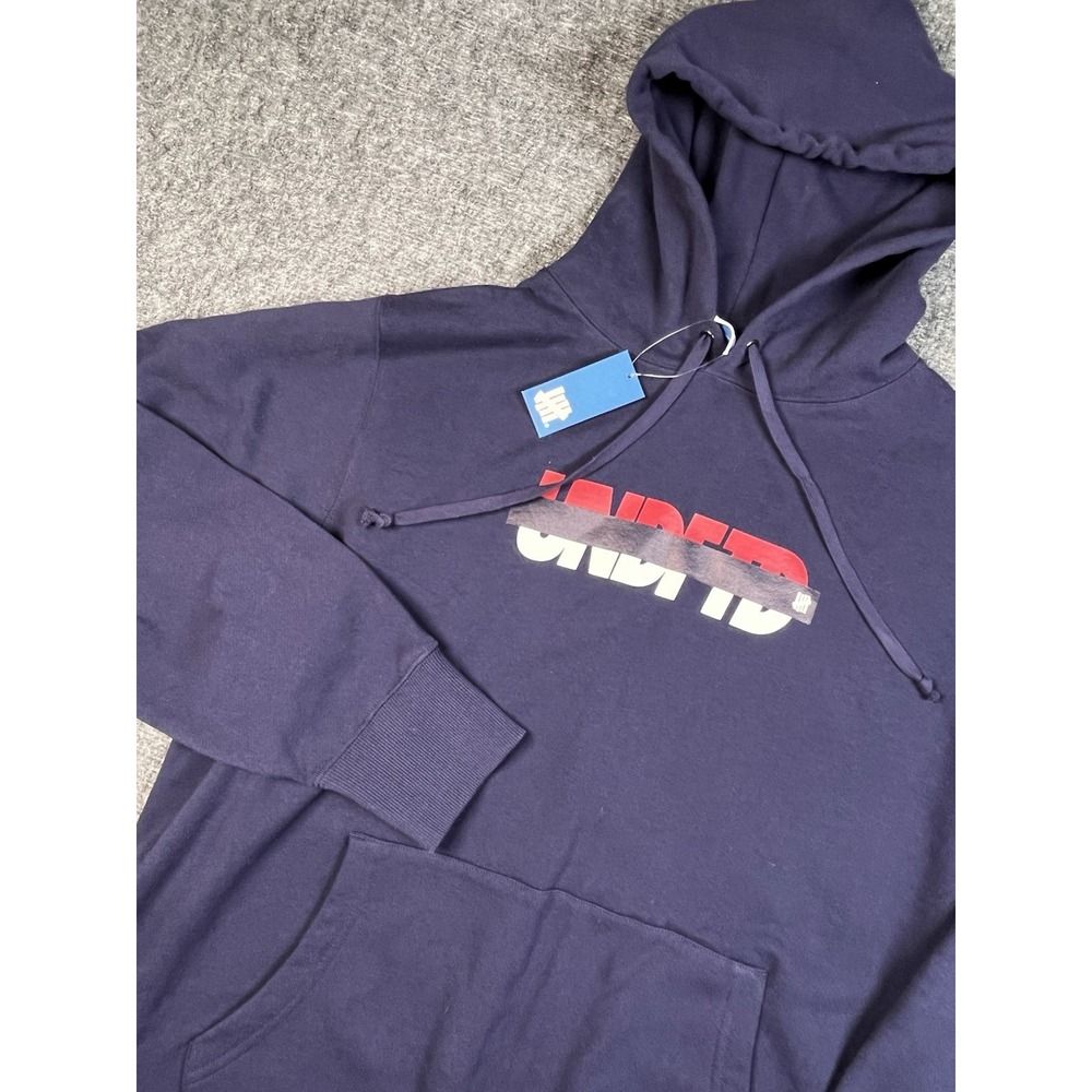 Undefeated Icon PulloverHoodie Men Large‎ Nave Blue Long Sleeve Stretch New